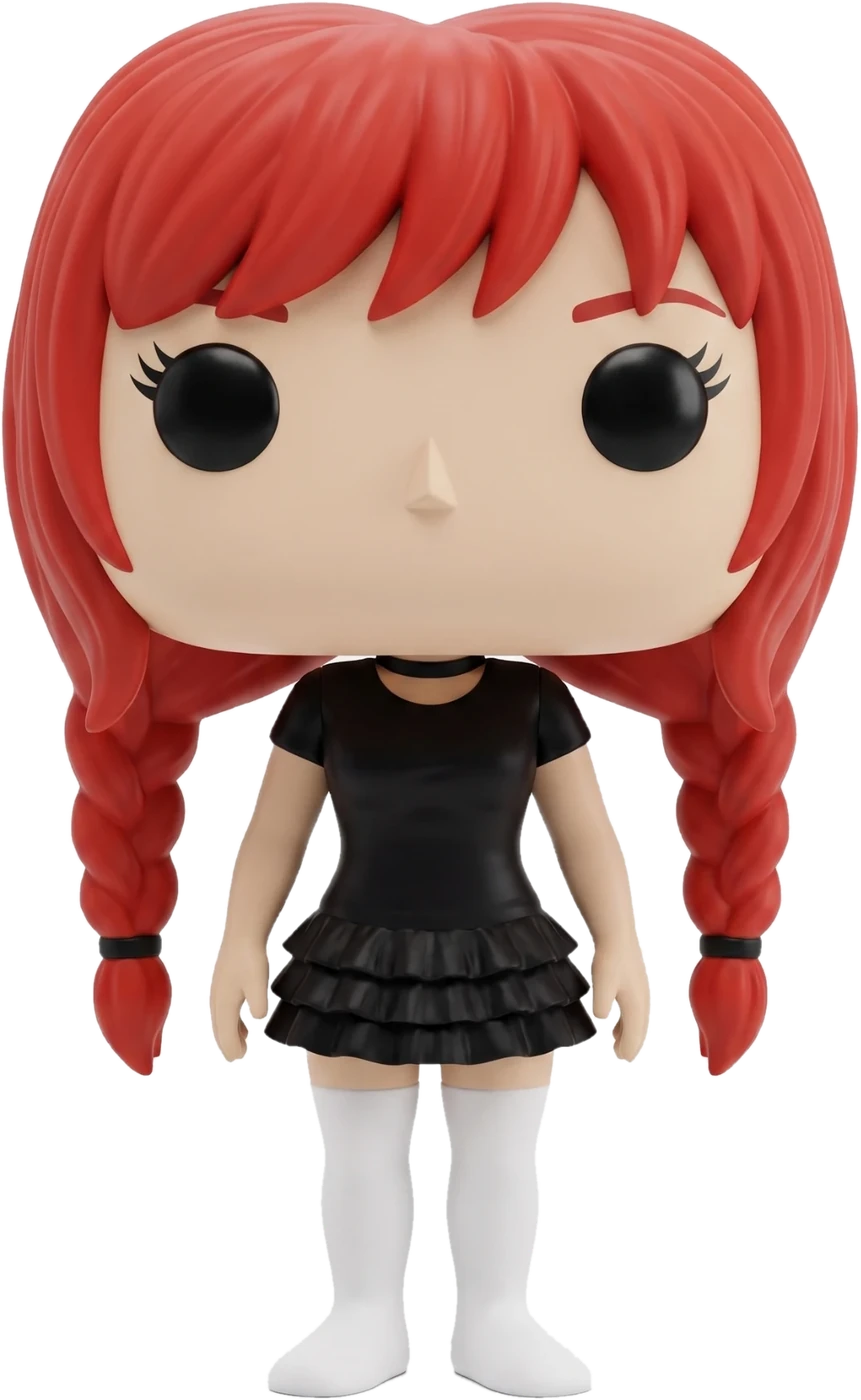 Wizualizacja figurki w stylu Funko Pop: dziewczyna z rudymi warkoczami